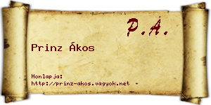 Prinz Ákos névjegykártya
